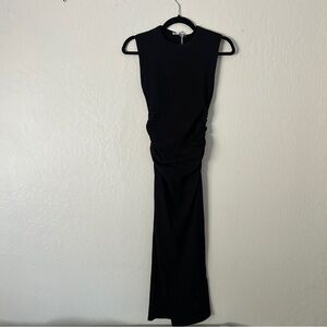 Zara Sheath Midi Dress Ruched Waist Black size X-Small